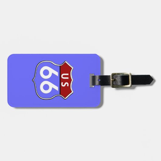 Legendary Route 66 Road Sign Blue Bagagelabel (Voorkant horizontaal)