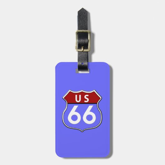 Legendary Route 66 Road Sign Blue Bagagelabel (Voorkant verticaal)