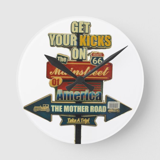 ***LEGENDARY ROUTE 66** WALL CLOCK RONDE KLOK (Voorkant)