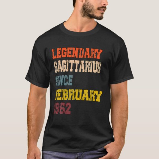Legendary Sagittarius sinds februari 1962 T-shirt (Voorkant)