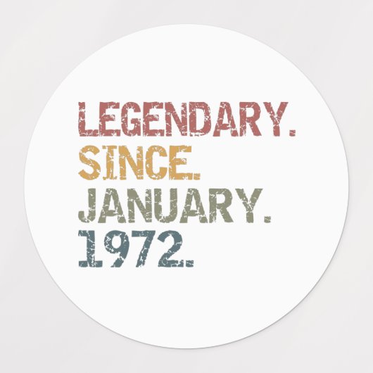 Legendary since January 1972 Labels (Design 3)