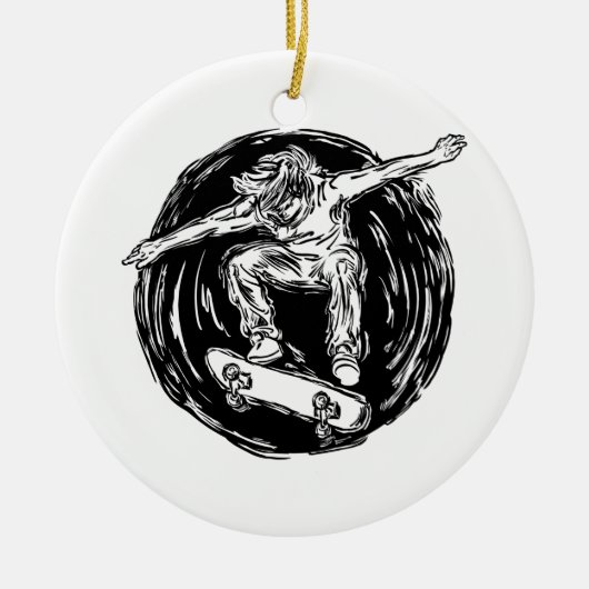 Legendary Skater Doing Mid-Air Skateboarden Keramisch Ornament (Voorkant)