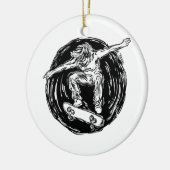 Legendary Skater Doing Mid-Air Skateboarden Keramisch Ornament (Links)