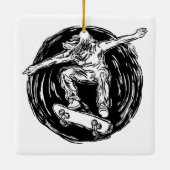 Legendary Skater Doing Mid-Air Skateboarden Keramisch Ornament (Achterkant)