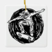 Legendary Skater Doing Mid-Air Skateboarden Keramisch Ornament (Voorkant)