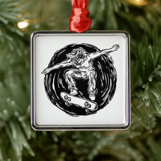 Legendary Skater Doing Mid-Air Skateboarden Metalen Ornament (Boom)