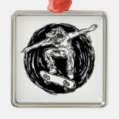 Legendary Skater Doing Mid-Air Skateboarden Metalen Ornament (Voorkant)