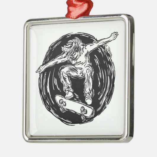 Legendary Skater Doing Mid-Air Skateboarden Metalen Ornament (Links)