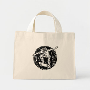 Legendary Skater Doing Mid-Air Skateboarden Mini Tote Bag