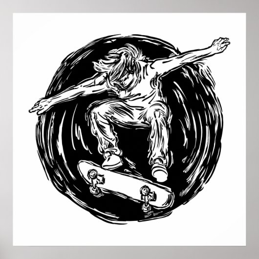 Legendary Skater Doing Mid-Air Skateboarden Poster (Voorkant)