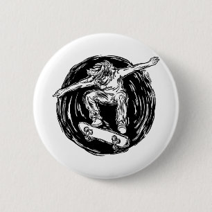 Legendary Skater Doing Mid-Air Skateboarden Ronde Button 5,7 Cm