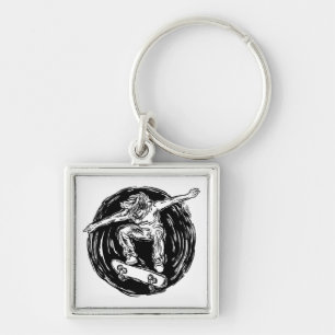 Legendary Skater Doing Mid-Air Skateboarden Sleutelhanger