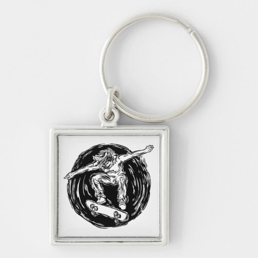 Legendary Skater Doing Mid-Air Skateboarden Sleutelhanger (Voorkant)