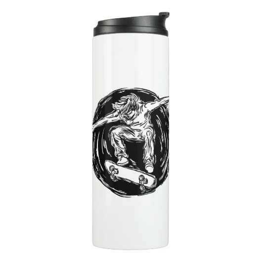 Legendary Skater Doing Mid-Air Skateboarden Thermosbeker (Gedraaid links)