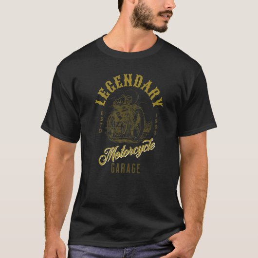 Legendary Style Motorcycle Garage Biker T-shirt (Voorkant)