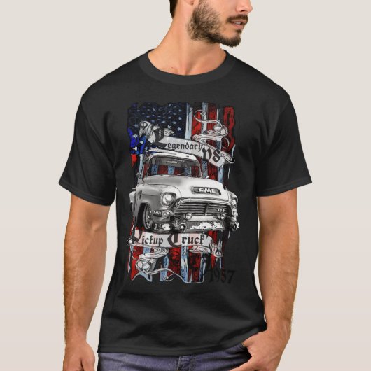 Legendary V8 Pickup Truck CJ 1957 T-shirt (Voorkant)
