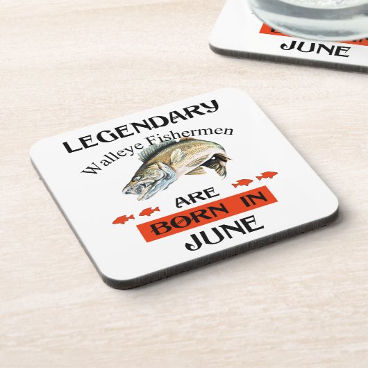 Legendary Walleye Fishermen wordt in juni geboren Bier Onderzetter (Linkerzijde)