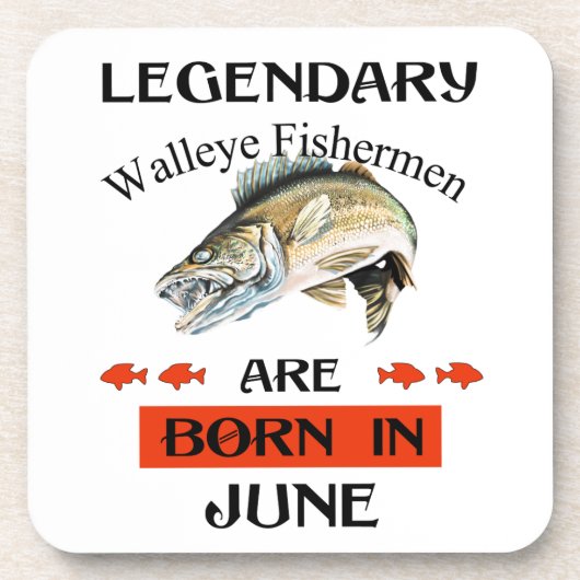 Legendary Walleye Fishermen wordt in juni geboren Bier Onderzetter (Voorkant)