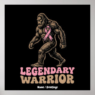 Legendary Warrior Bigfoot Roze Lint Bewustzijn  Poster