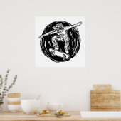 Legendarye Skater Die Skateboarden in de Lucht Doe Poster (Keuken)