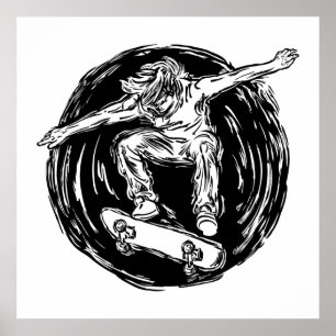 Legendarye Skater Die Skateboarden in de Lucht Doe Poster