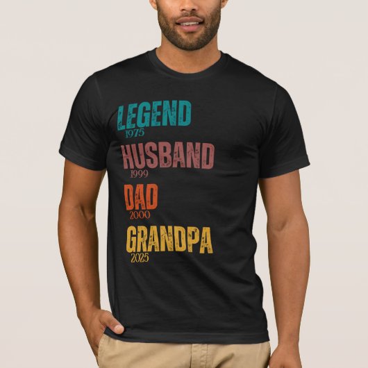 Legende Echtgenoot Vader Opa Custom Years Retro T-shirt (Voorkant)