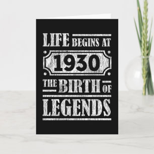 Legende Geboren in 1930 Retro Vintage Verjaardagsc Kaart