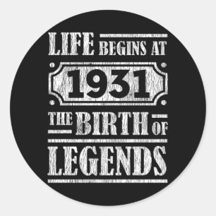 Legende Geboren in 1931 Retro Vintage Verjaardagsc Ronde Sticker