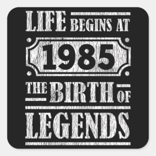 Legende Geboren in 1985 Retro Vintage Verjaardagsc Vierkante Sticker