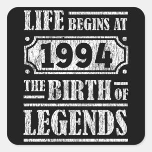 Legende Geboren in 1994 Retro Vintage Verjaardagsc Vierkante Sticker