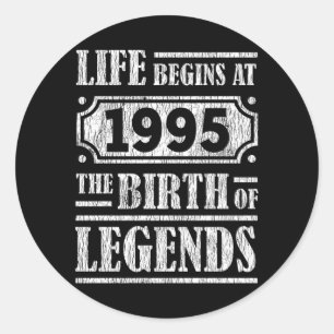 Legende Geboren in 1995 Retro Vintage Verjaardagsc Ronde Sticker