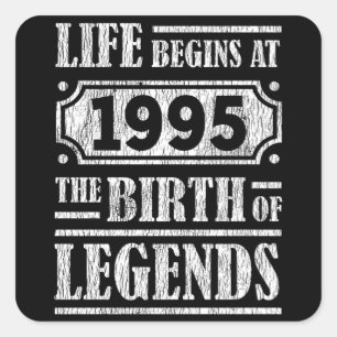 Legende Geboren in 1995 Retro Vintage Verjaardagsc Vierkante Sticker