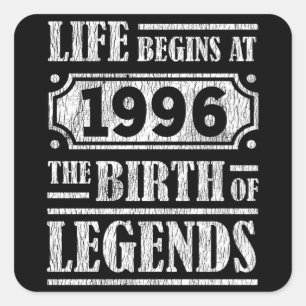 Legende Geboren in 1996 Retro Vintage Verjaardagsc Vierkante Sticker