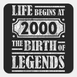 Legende Geboren in 2000 Retro Vintage Verjaardagsc Vierkante Sticker