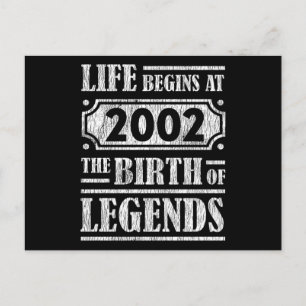 Legende Geboren in 2002 Retro Vintage Verjaardagsc Briefkaart