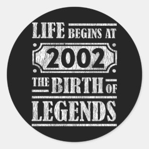 Legende Geboren in 2002 Retro Vintage Verjaardagsc Ronde Sticker