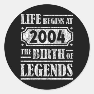 Legende Geboren in 2004 Retro Vintage Verjaardagsc Ronde Sticker