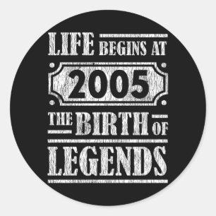 Legende Geboren in 2005 Retro Vintage Verjaardagsc Ronde Sticker