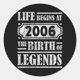 Legende Geboren in 2006 Retro Vintage Verjaardagsc Ronde Sticker
