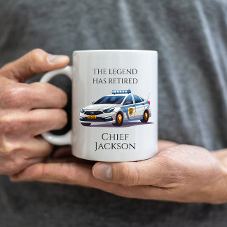 Legende heeft gepensioneerde politie gepersonalise koffiemok