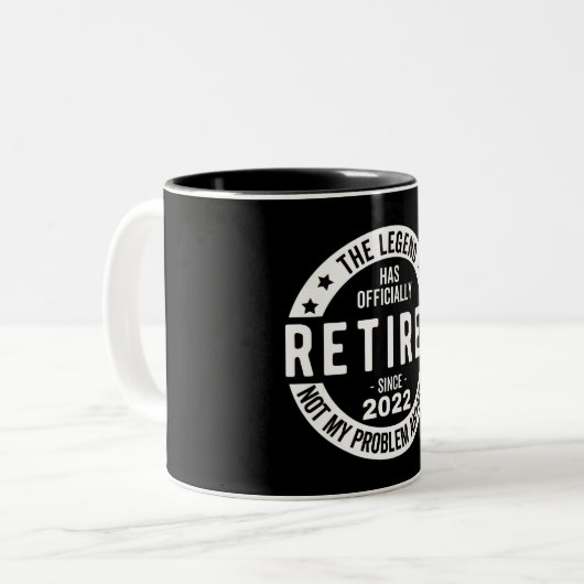 Legende heeft officieel in ruste getreden in 2022 tweekleurige koffiemok (Voorkant links)