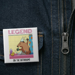 Legende (In de badkamer) zingende bosmarmot Vierkante Button 5,1 Cm