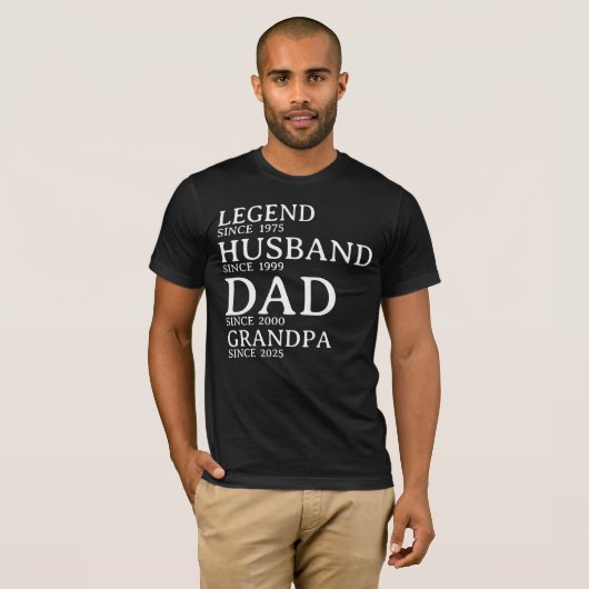 Legende Man Vader Opa Gepersonaliseerd Sinds Jaar T-shirt (Voorkant volledig)