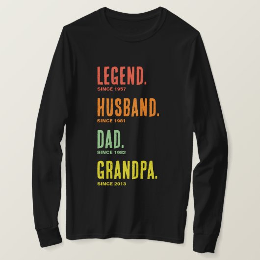 legende man vader opa sinds lange mouw t-shirt (Design voorkant)