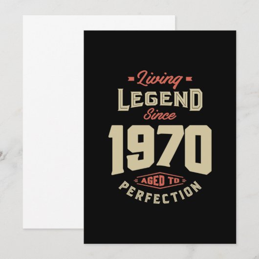 Legende sinds 1970 verjaardagscadeau kaart (Voorkant / Achterkant)