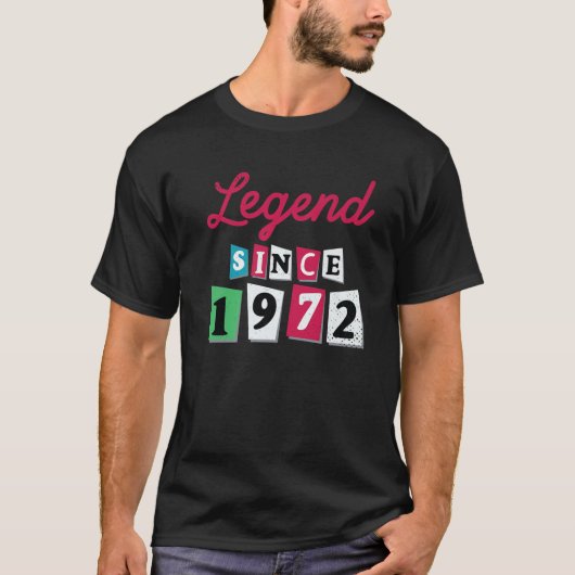 Legende sinds 1972 t retro 50e verjaardag t-shirt (Voorkant)