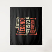 Legende sinds 1973 verjaardagscadeau wandkleed (Voorkant)