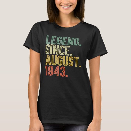 Legende sinds augustus 1943 79e verjaardag 79 jaar t-shirt (Voorkant)