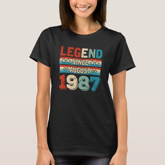 Legende sinds augustus 1987 Retro 35 jaar oud 35th T-shirt (Voorkant)