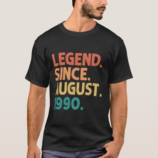 Legende sinds augustus 1990 1990 t-shirt (Voorkant)